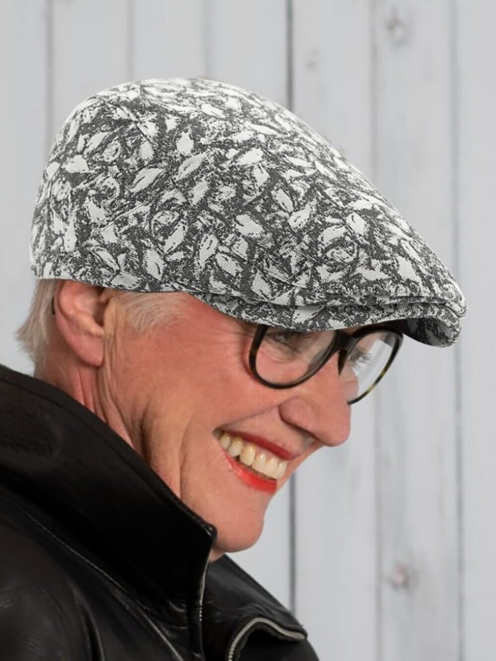 Women's Leopard Print Beret Hat Retro Newsboy Ivy Cap Cabbie Flat Cap Grey